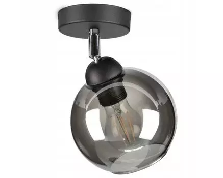 Плафонный потолочный светильник с 1 лампочкой, стеклянный плафон, светодиод, 1x E27, черный, прозрачный kiki design, золото