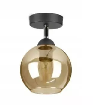 Плафонный потолочный светильник с 1 лампочкой, стеклянный плафон, светодиод, 1x E27, золотой, медовый, прозрачный, черный kiki design