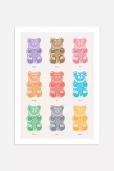 Плакат цвета мармеладного мишки Postery, 30x40 см, синий