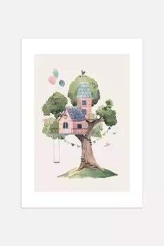 Плакат «мой дом на дереве» Postery, 30x40 см, розовый