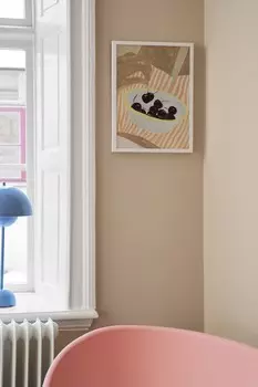 Плакат с чашей и вишней Postery, 30x40 см, коричневый