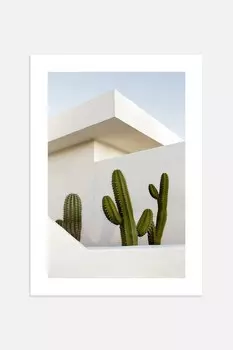 Плакаты с домиками кактусов Postery, 30x40 см, зеленый