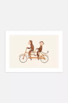 Плакаты с поездками на обезьянах Postery, 30x40 см, коричневый