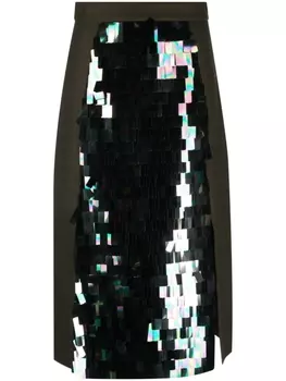 Plan C декорированная юбка миди с завышенной талией, зеленый