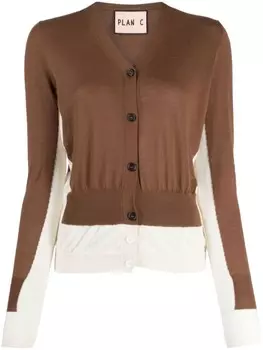 Plan C кашемировый кардиган в двух тонах, коричневый