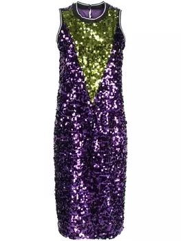 Plan C платье миди в стиле колор-блок с пайетками, фиолетовый