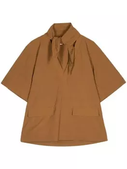 Plan C рубашка с короткими рукавами и съемным бантом, коричневый