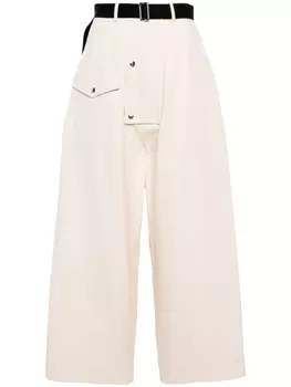 Plan C широкие брюки с завышенной талией, нейтральный цвет