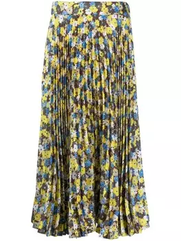 Plan C юбка с принтом Twill Daisy Bouquet, коричневый