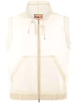 Plan C жилет на молнии с капюшоном и кулиской, белый