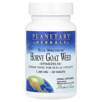 Planetary Herbals, Full Spectrum Horny Goat Weed, 1200 мг, 30 таблеток