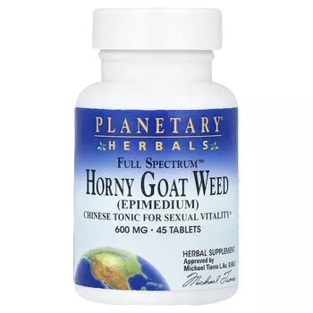 Planetary Herbals, Full Spectrum Horny Goat Weed, 600 мг, 45 таблеток