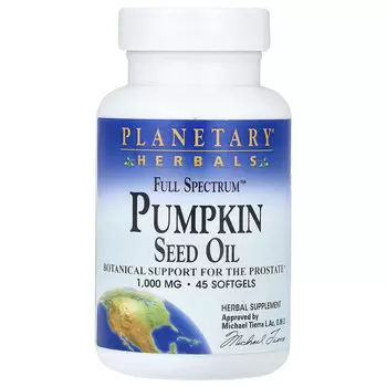 Planetary Herbals, Full Spectrum масло семян тыквы, 1000 мг, 45 капсул (500 мг в каждой капсуле)