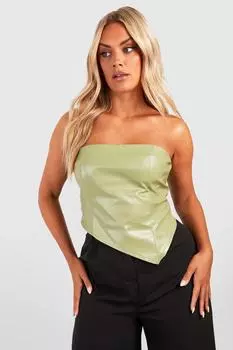 Плас пу асимметричный топ Boohoo, оливковый