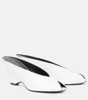 Плащ 75 кожаные мюли на платформе с открытым носком Khaite, Optic White
