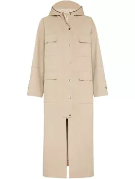 Плащ Brunello Cucinelli из хлопковой смеси, нейтральный