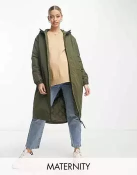 Плащ для беременных Vero Moda цвета хаки с капюшоном Vero Moda