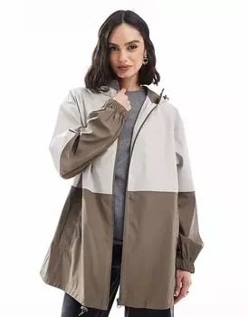 Плащ-дождевик с капюшоном ASOS DESIGN в цвете хаки/шалфей