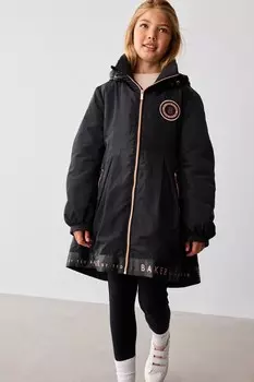 Плащ дождевик с принтом, водонепроницаемый, темно синий Baker By Ted Baker, черный