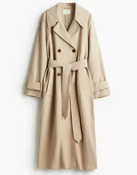 Плащ H&M With A Linen Blend, бежевый
