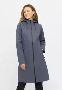 Плащ Ilse Jacobsen "RAIN37L", водоотталкивающий, с капюшоном, непромокаемый, двусторонняя молния, цвет Blue Grayness