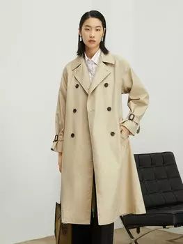 Плащ Mai Meng средней длины для женщин, бежевый