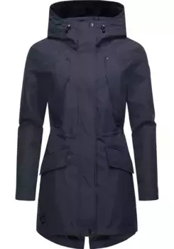 Плащ Ragwear "Бегония", непромокаемое женское переходное пальто с большим капюшоном, цвет морской волны