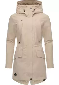 Плащ Ragwear "Бегония", непромокаемое женское переходное пальто с большим капюшоном, цвет Sand