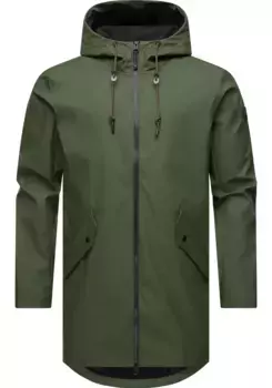 Плащ Ragwear "Sanwoy", длинный, непромокаемый мужской дождевик с капюшоном, зеленый