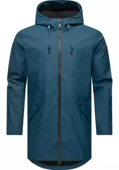 Плащ Ragwear "Sanwoy", длинный, непромокаемый мужской дождевик с капюшоном, цвет Petrol