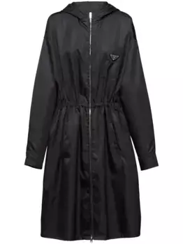 Плащ Re-Nylon с капюшоном Prada, черный