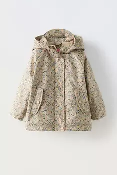Плащ с цветочным рисунком и водоотталкивающей подкладкой ZARA, розовый