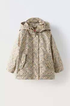 Плащ с цветочным рисунком и водоотталкивающей подкладкой ZARA, розовый