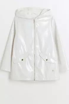 Плащ с капюшоном и блестками для девочек River Island, белый