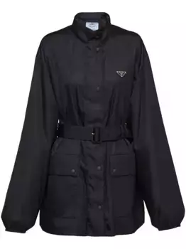 Плащ с поясом Prada, черный