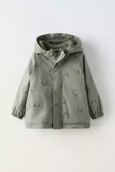 Плащ с водоотталкивающей подкладкой и лунным принтом ZARA, цвет stone