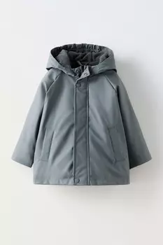 Плащ с водоотталкивающей подкладкой ZARA, сине-серый