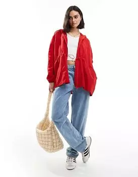 Плащ-тренч от дождя Threadbare Festival 2-в-1 красного цвета