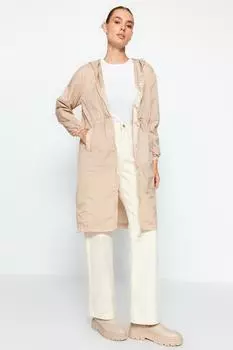 Плащ Trendyol оверсайз водоотталкивающий с капюшоном, бежевый