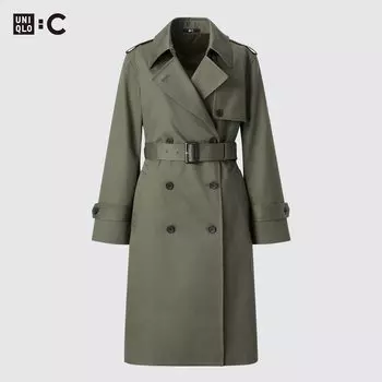 Плащ UNIQLO длинный, 56 оливковый