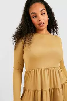 Пластический топ plus в ребку Boohoo, серый