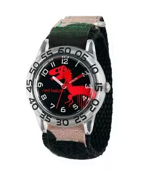 Пластиковые часы Time Teacher для мальчиков с изображением динозавра и красным шариком ewatchfactory, зеленый