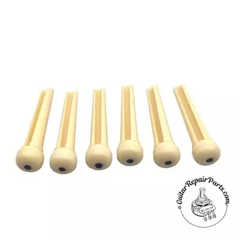 Пластиковые штифты для акустической гитары (6 шт.) - кремовый с. Черная точка Allparts BP-0679-028 Acoustic Guitar Plastic Bridge Pins set of 6