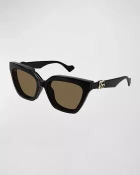 Пластиковые солнцезащитные очки «кошачий глаз» с узором GG Gucci, цвет Black