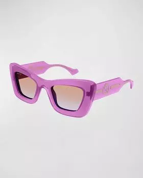 Пластиковые солнцезащитные очки «кошачий глаз» с узором GG Gucci, цвет Red