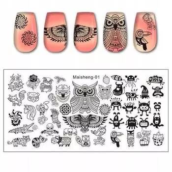 Пластина для штампа для ногтей Сова, Frezarkowo