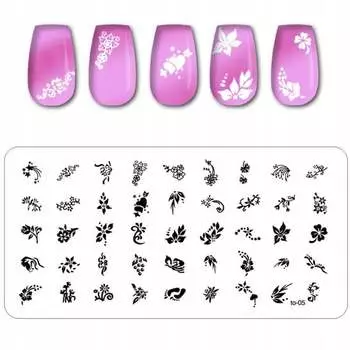 Пластина для штампов с цветочным узором К-05, Frezarkowo