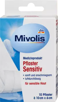 Пластырь Sensitive 10 см х 6 см 1м Mivolis