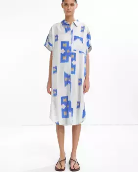Платье 100% лиоцелл в стиле рубашки с принтом Parfois, белый