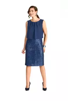 Платье 2-в-1 из коллекции HERMANN LANGE с юбкой из пайеток Hermann Lange Collection, синий